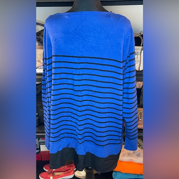 CALVIN KLEIN BLUE & BLACK STRIPED SWEATER - Picture 2 of 2